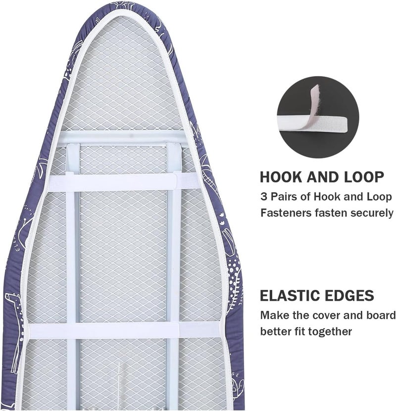 LCLW Ironing Board Cover and Pad Standard Size 15 x 54,3 Pairs of Hook and Loop Fastener Straps,Elastic Edges,Cotton Iron Board Cover with Scorch Resistant Thick Padding (Pattern B) - Image 4